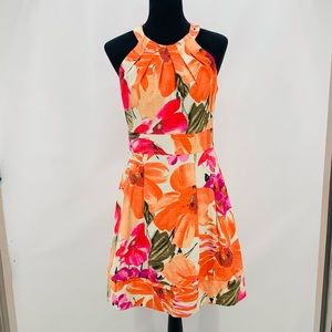 Eliza J Floral Pleated Sleeveless Dress
